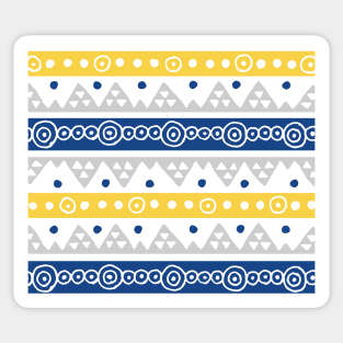 Blue Yellow Hand Drawn Tribal Pettern Sticker